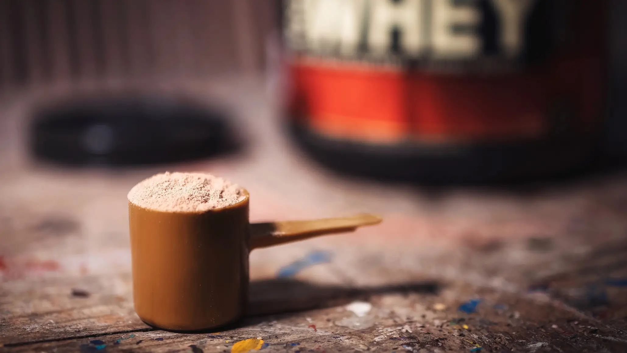 Protein powder being mixed in a shaker