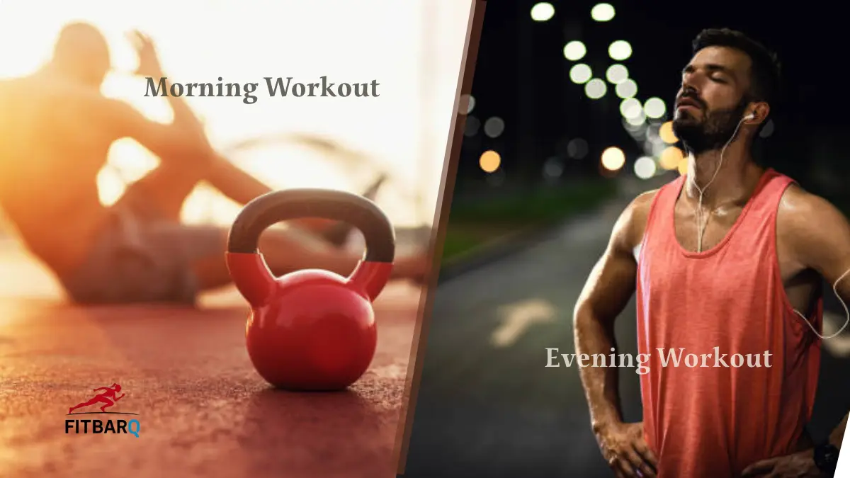 Man doing morning workout under sunlight and man training in evening city lights